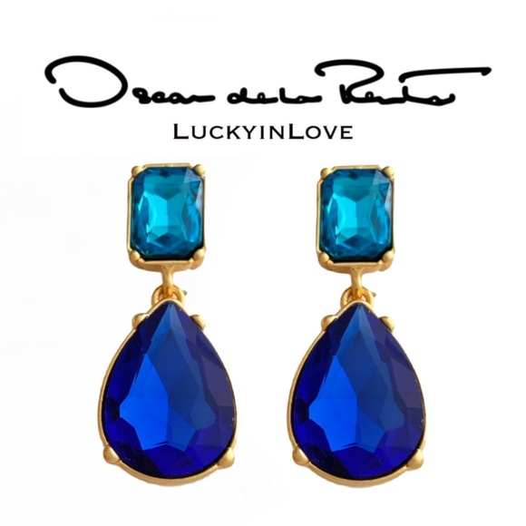 OSCAR de la RENTA • Super Saturated Blues Oversized Crystal Drop Earrings